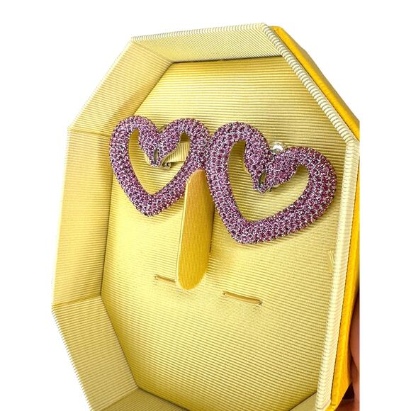 Swarovski Sublima Clip Earrings (Heart, Large, Pink, Rhodium plated) - Picture 2 of 4